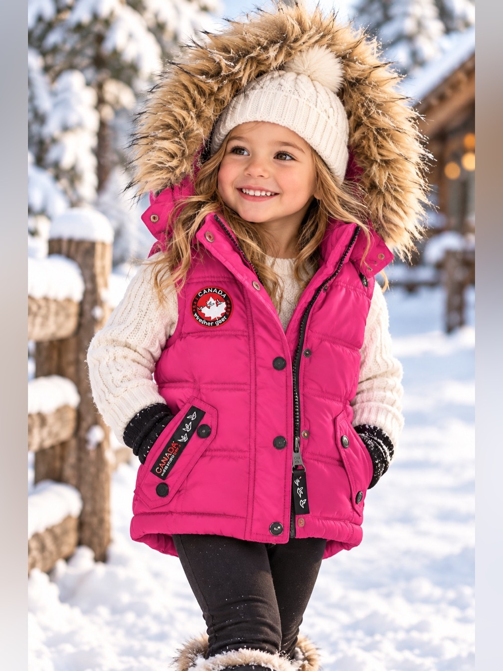 Canada Weather Gear Girls 3T Pink Puffer
Winter Vest With Faux Fur Hood